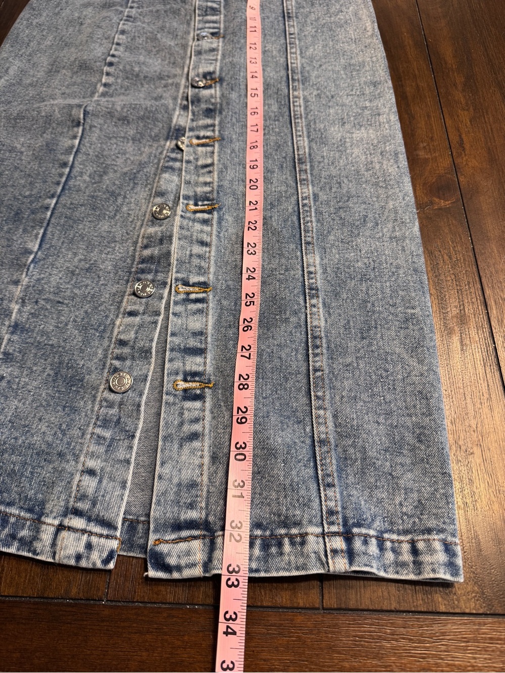 Vestique Lexi Denim Midi Skirt S Button Front High Rise Slit Medium Wash Y2K - Picture 9 of 11